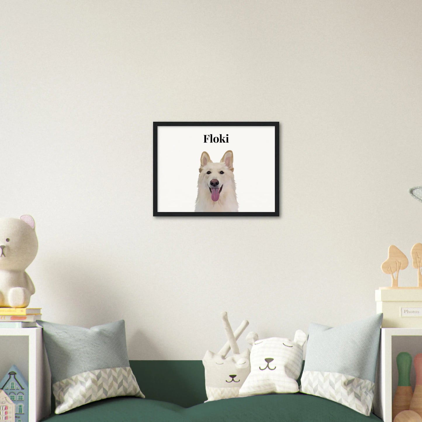 Custom Cartoon Pet Illustration Wooden Frame - Portrait 12" x 16 / Horizontal / Black by kraftypawz