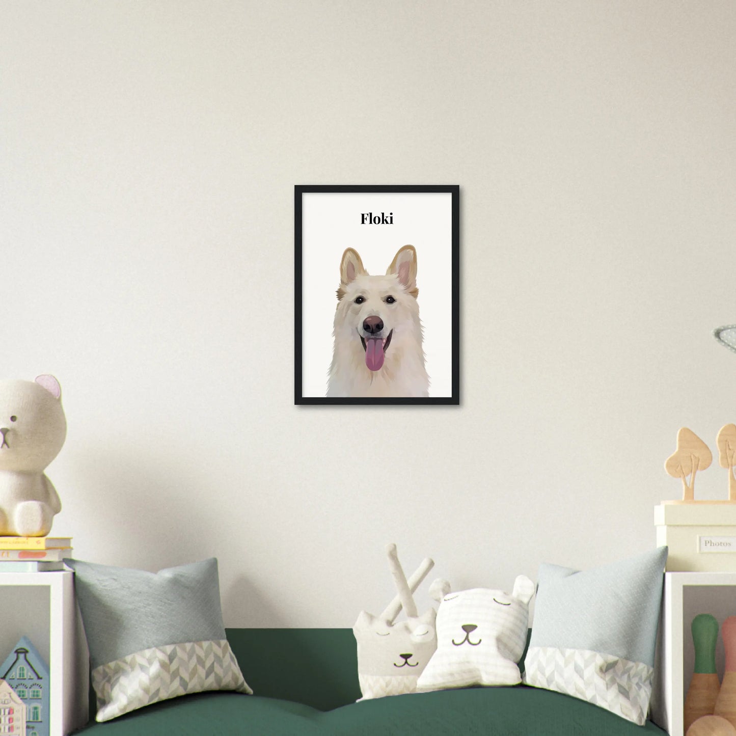 Custom Cartoon Pet Illustration Wooden Frame - Portrait 12" x 16 / Vertical / Black by kraftypawz