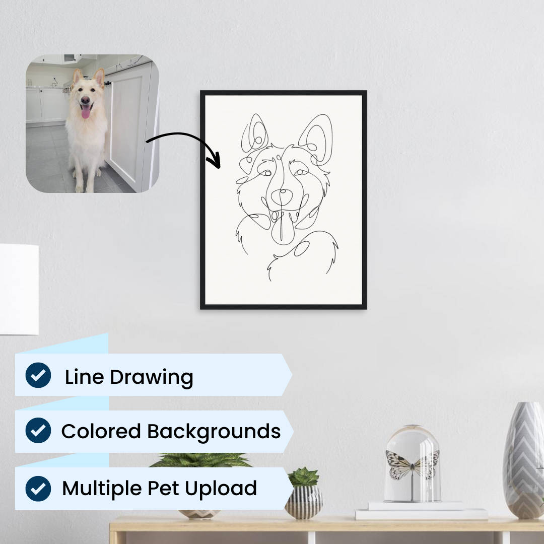Line Drawing Wooden Frame